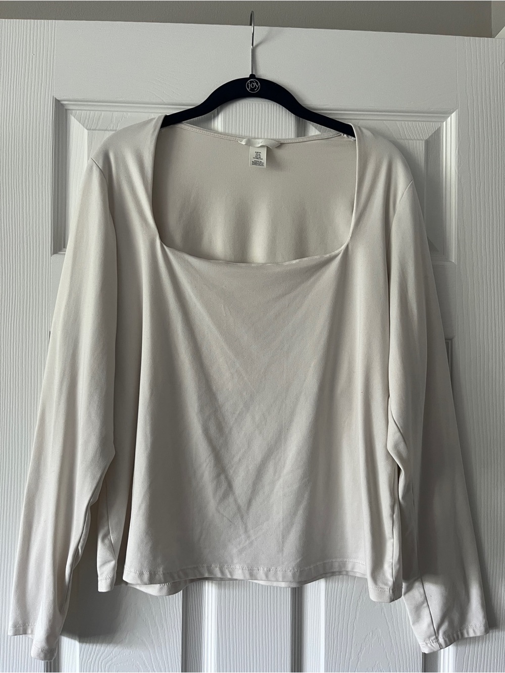 H&M Soft Cream Square Neck Long Sleeve Top